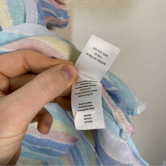 Rails Zuma Jubilee Stripe Short Sleeve Top Womens Medium Pastel Rainbow Striped - Picture 5 of 6